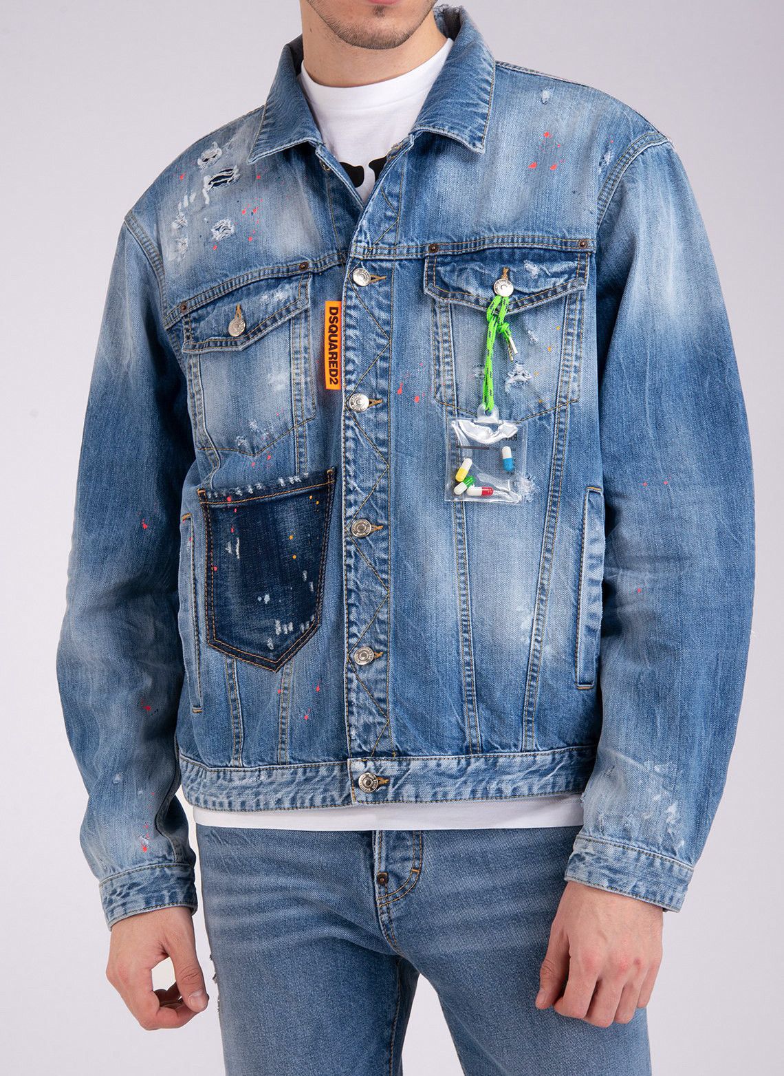 Dsquared2 DSQUARED2 "RAVE ON" DENIM OVERSIZED JACKET Size US L / EU 52-54 / 3 - 7 Thumbnail