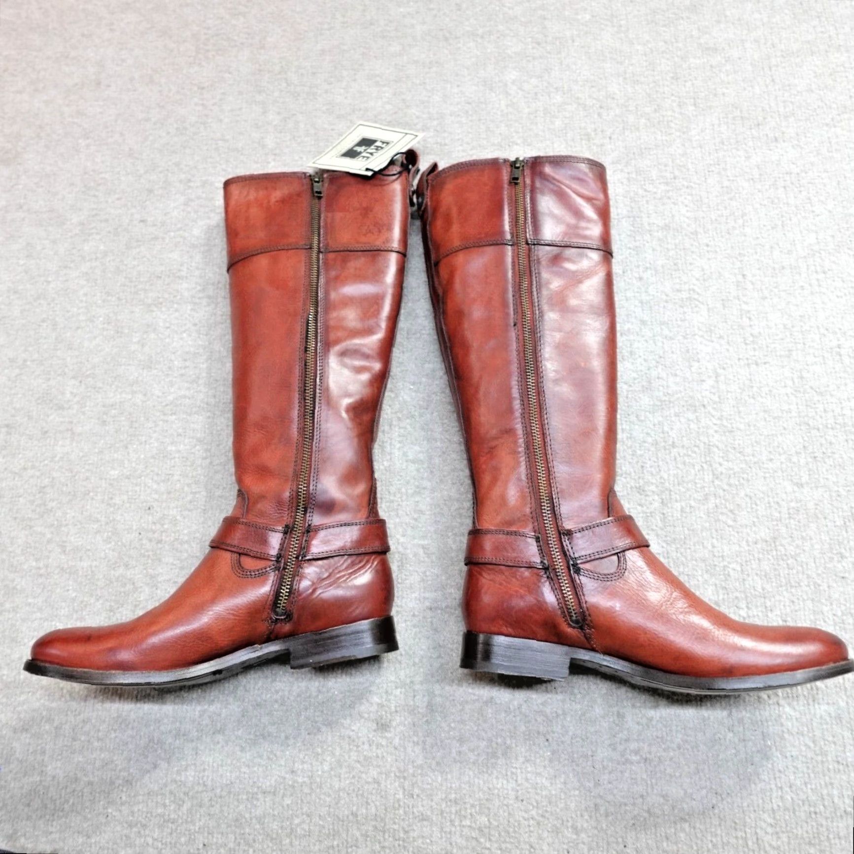 Frye FRYE Boots 9 Brown Melissa Harness Zip Leather Knee High Riding Boot Womens Button Leather Outsole 1990s (if applicable) Mens? Size US 9 / IT 39 - 4 Thumbnail