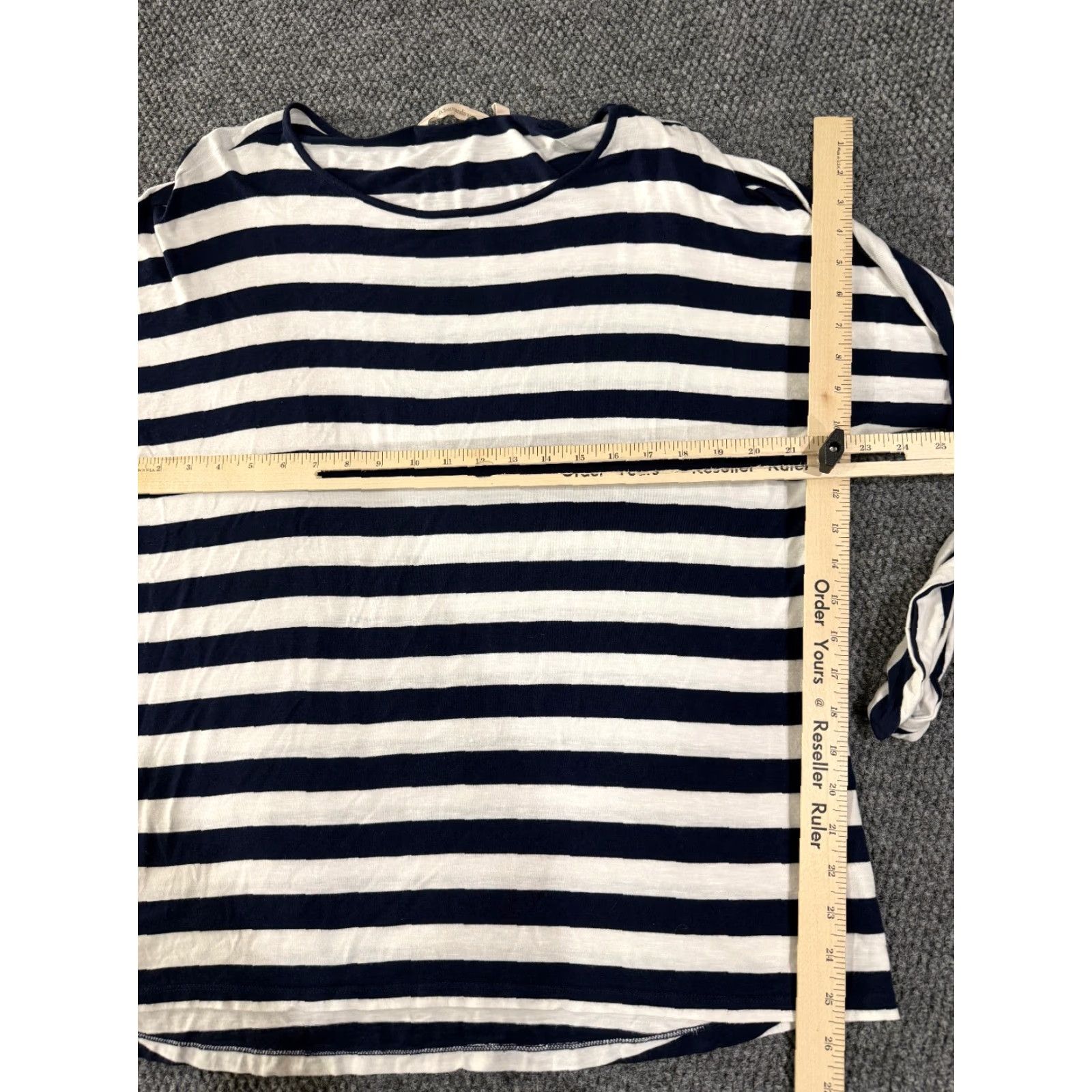 Soft Surroundings Soft Surroundings Blouse Shirt Womens L Blue Striped Round Neck Long Sleeve Stretch Casual Knit Shirt Size L / US 10 / IT 46 - 6 Thumbnail
