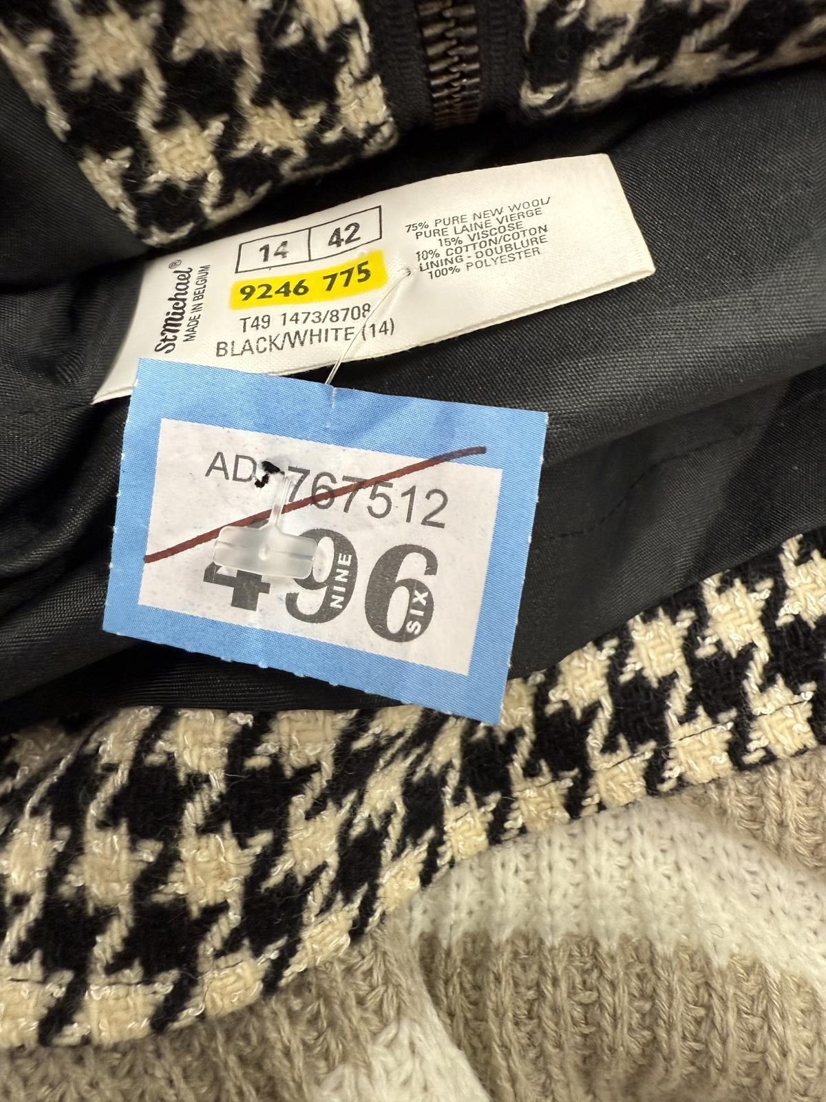 Other Strobeland Black and White Houndstooth Wool Coat Size 14 Size L / US 10 / IT 46 - 2 Thumbnail