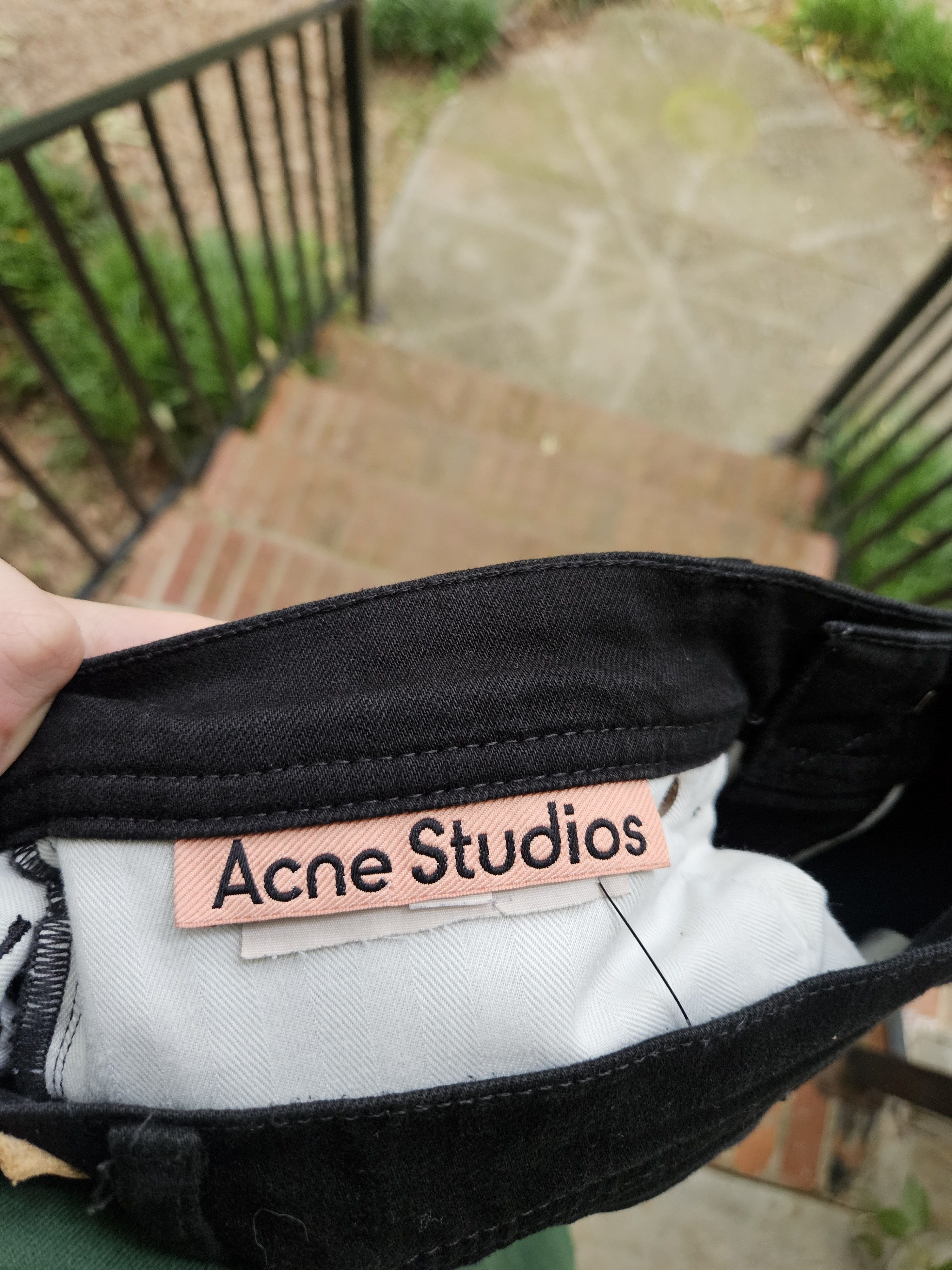 Acne Studios River Stay Black Leather Back Patch Denim Jeans Size US 32 / EU 48 - 8 Thumbnail