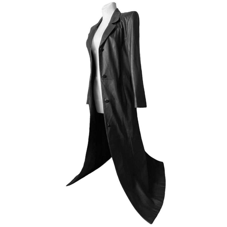 Vintage Super long Avant Garde Matrix leather maxi coat Size L / US 10 / IT 46 - 1 Thumbnail