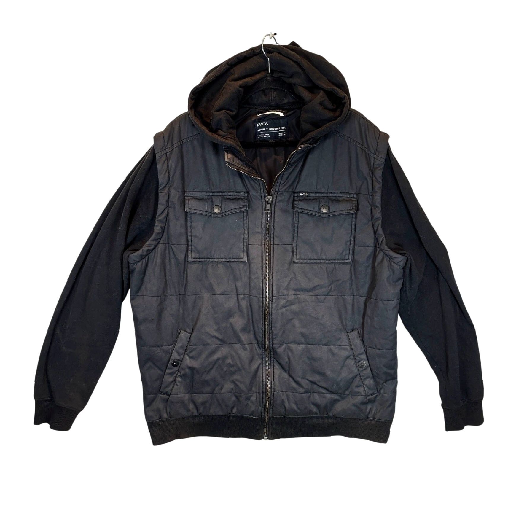 RVCA RVCA Nature x Industry Jacket Mens 2XL Black Hooded Bomber Full Zip Work Outdoor Jacket Mens 2XL Black Hooded Bomber Zip Size US XXL / EU 58 / 5 - 2 Thumbnail