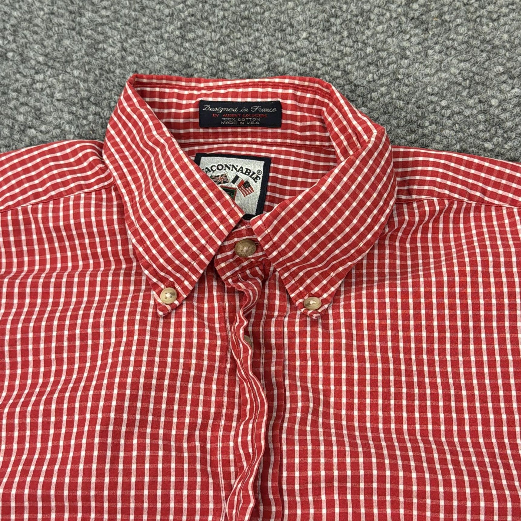 Faconnable VINTAGE Faconnable Shirt Mens L Red White Gingham Check Button-Down USA 90s Mens Size US L / EU 52-54 / 3 - 4 Thumbnail