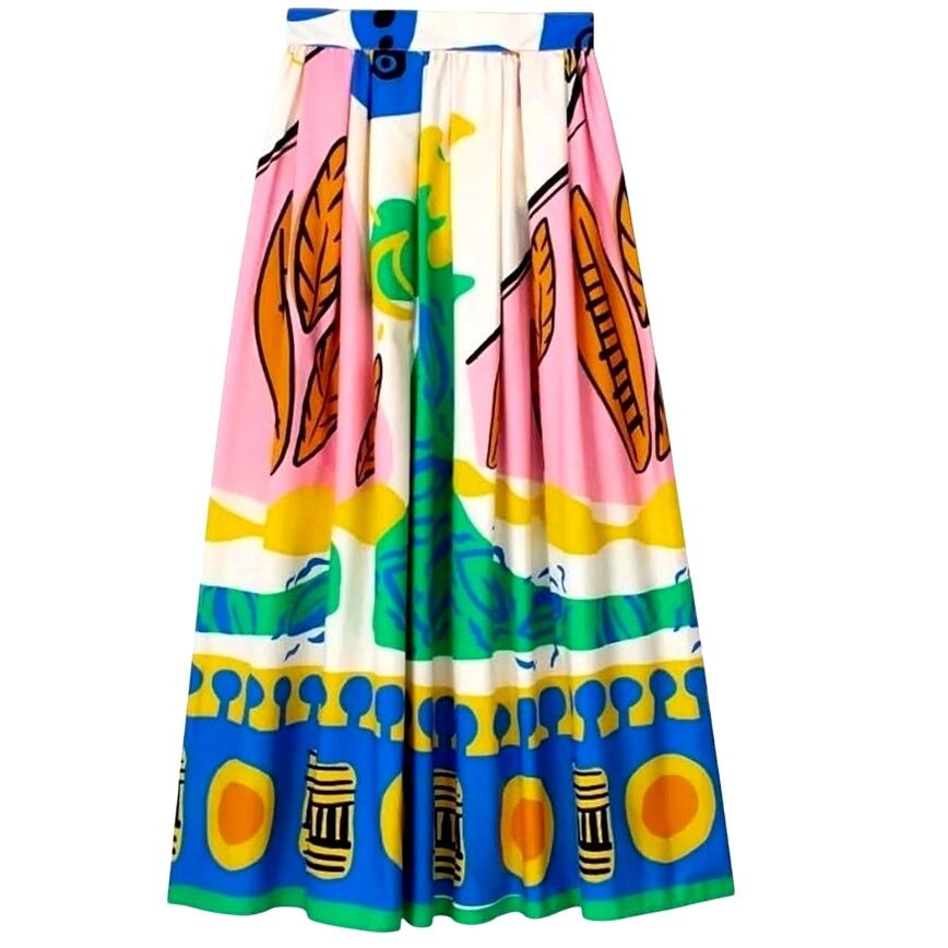 Other Commense Multicolor Abstract A-Line Midi Long Pleated Skirt Size 27" / US 4 / IT 40 - 2 Thumbnail