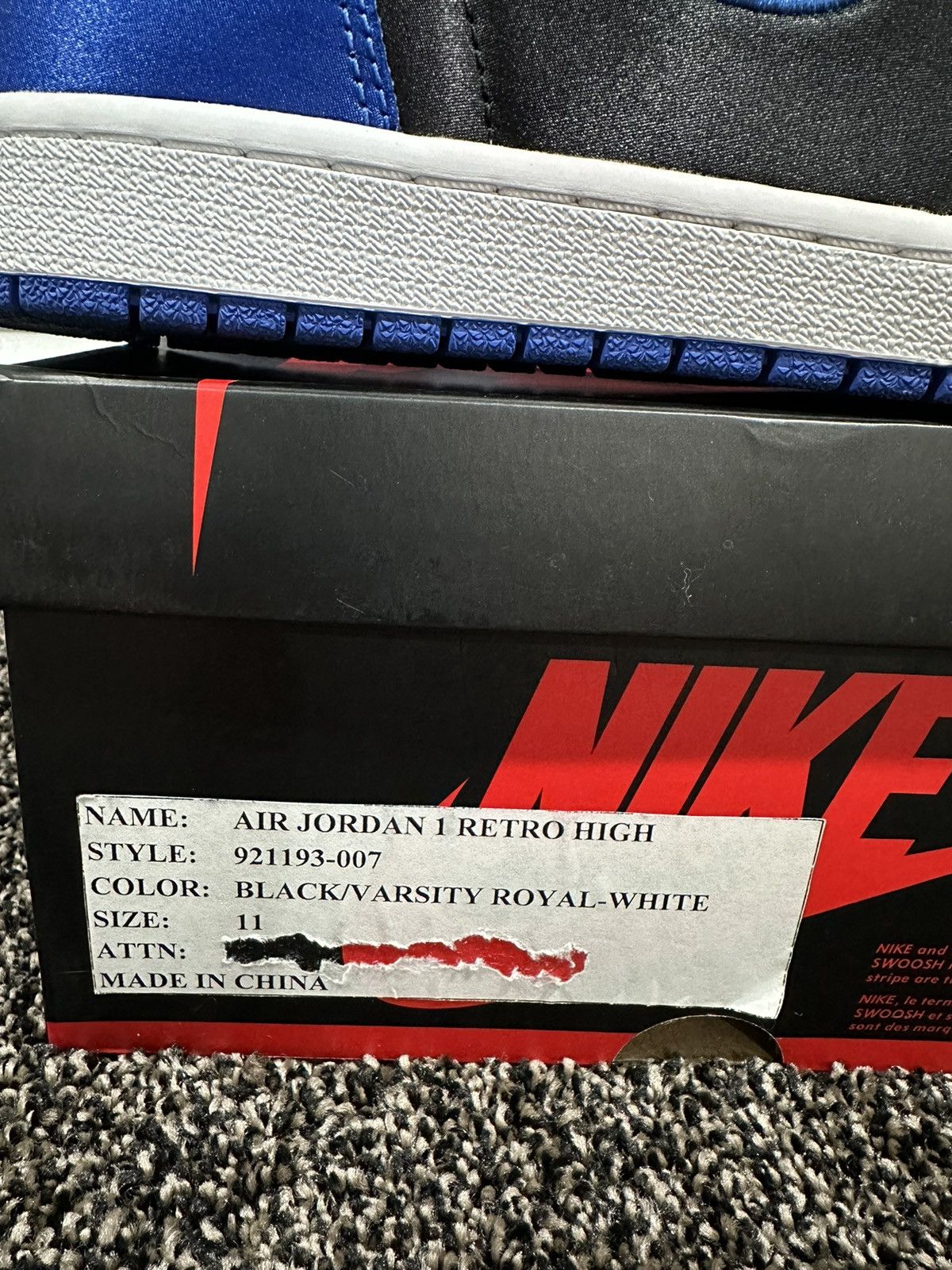 Jordan Brand Air Jordan 1 Retro High EP Satin Royal Promo Sample Sneakers Size US 11 / EU 44 - 9 Thumbnail