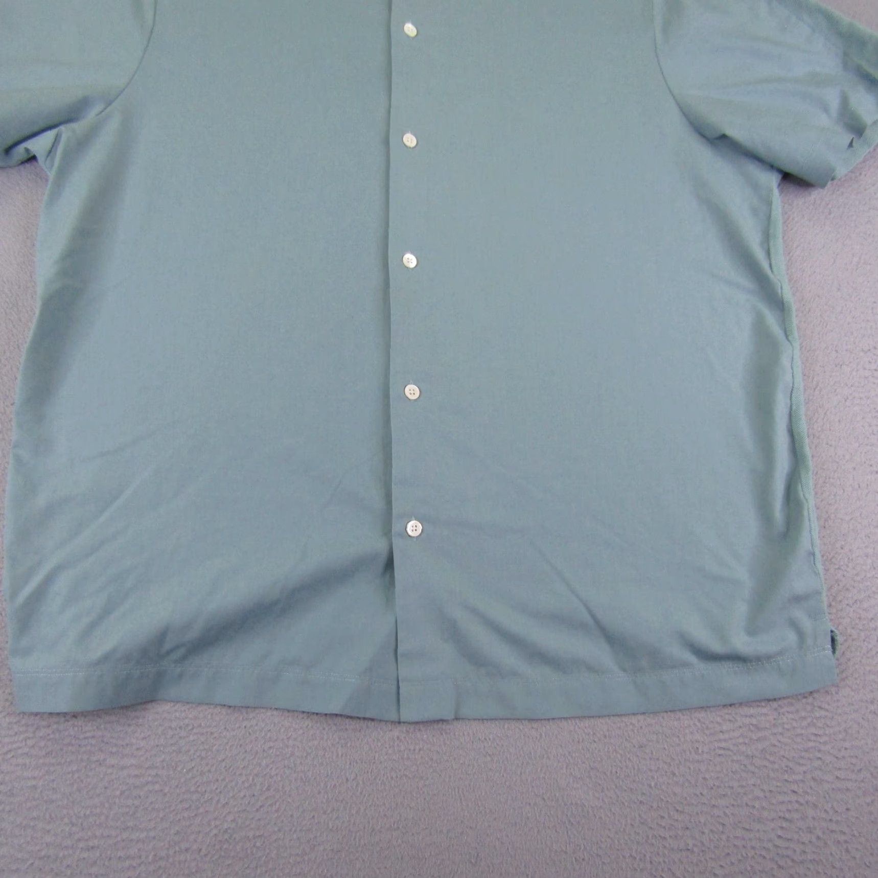 Theory Theory Button-Up Shirt Mens XL Sea Foam Green Cap Collar Classic Casual, Workwear, Outdoor - Cotton Blend, Short Sleeve, Solid, Easy Care - Theory Size US XL / EU 56 / 4 - 3 Thumbnail