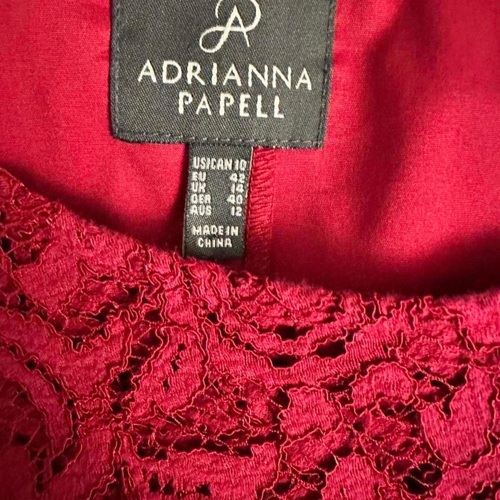 Adrianna Papell Red lace overlay pencil sleeveless cocktail dress Size L / US 10 / IT 46 - 8 Thumbnail
