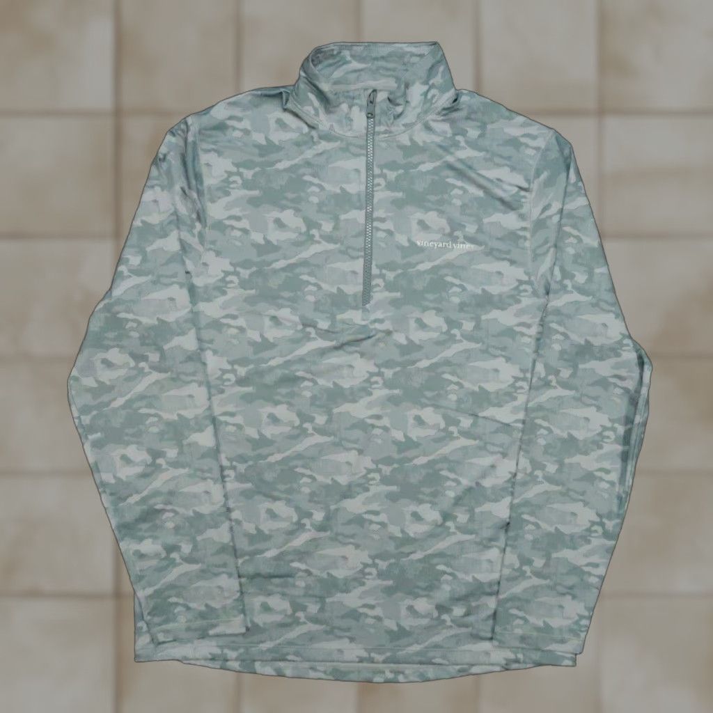Vineyard Vines Vineyard Vines Pullover Mens Medium Gray Camouflage 1/4 Zip Performance Size US M / EU 48-50 / 2 - 1 Thumbnail