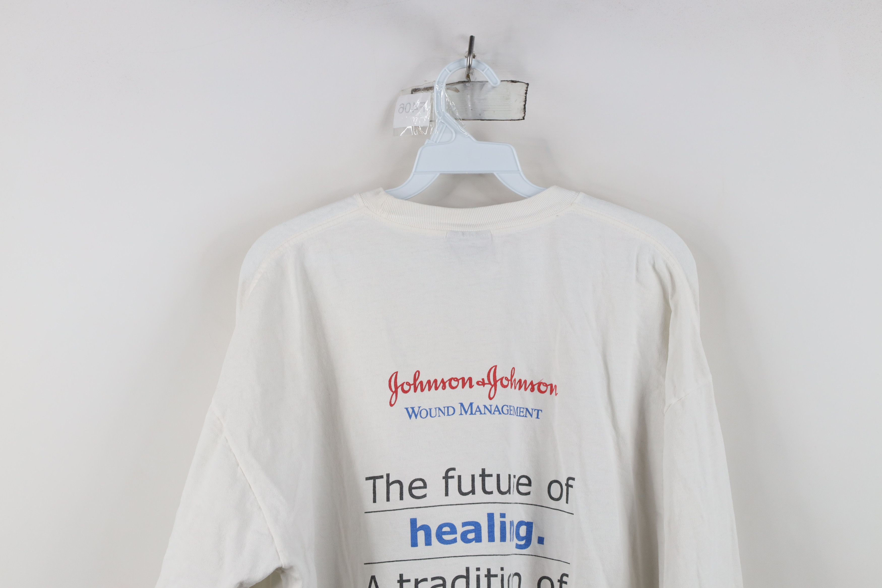Vintage Vintage 90s Johnson and Johnson Long Sleeve T-Shirt White Size US XL / EU 56 / 4 - 10 Thumbnail