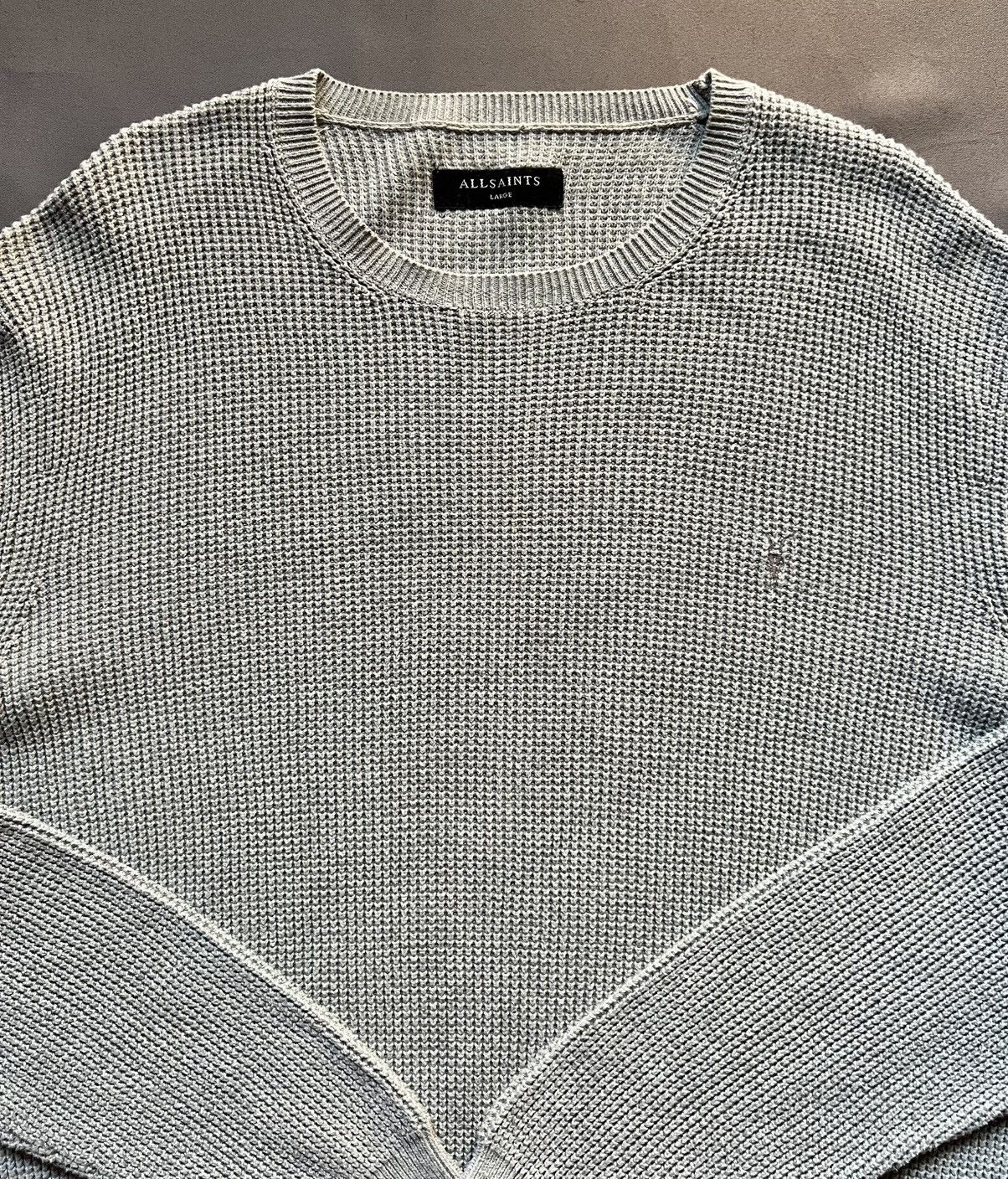 Allsaints Classic Allsaints Trias Crew Cotton Knitted Gray Sweater Size US L / EU 52-54 / 3 - 3 Thumbnail