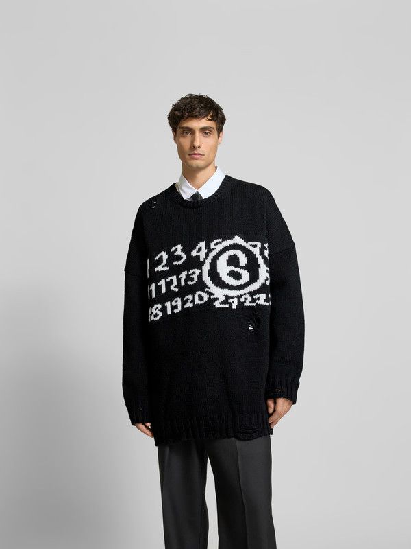 Maison Margiela oc11z0825 Motif-Print Oversized Sweater in Black Size US M / EU 48-50 / 2 - 3 Thumbnail