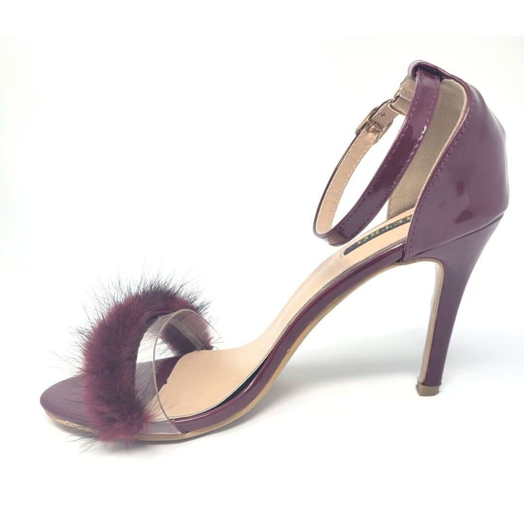 Other Metro Stiletto Sandals Patent Faux Fur Ankle Strap Sz 9 Size US 9 / IT 39 - 3 Thumbnail