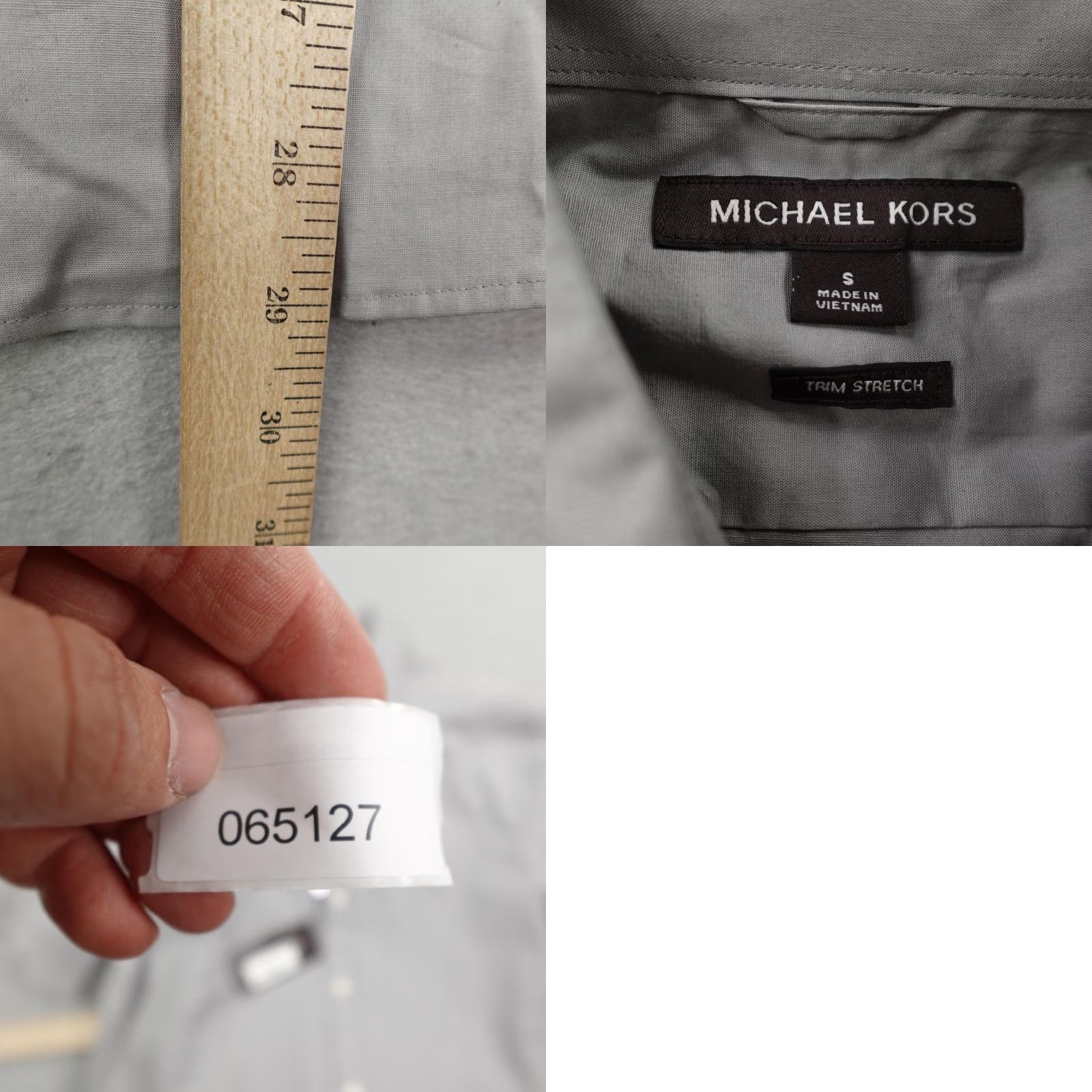 Michael Kors MICHAEL KORS Shirt Men Small Gray Short Sleeve Button-Down Trim Stretch Flex NEW Size US S / EU 44-46 / 1 - 8 Thumbnail