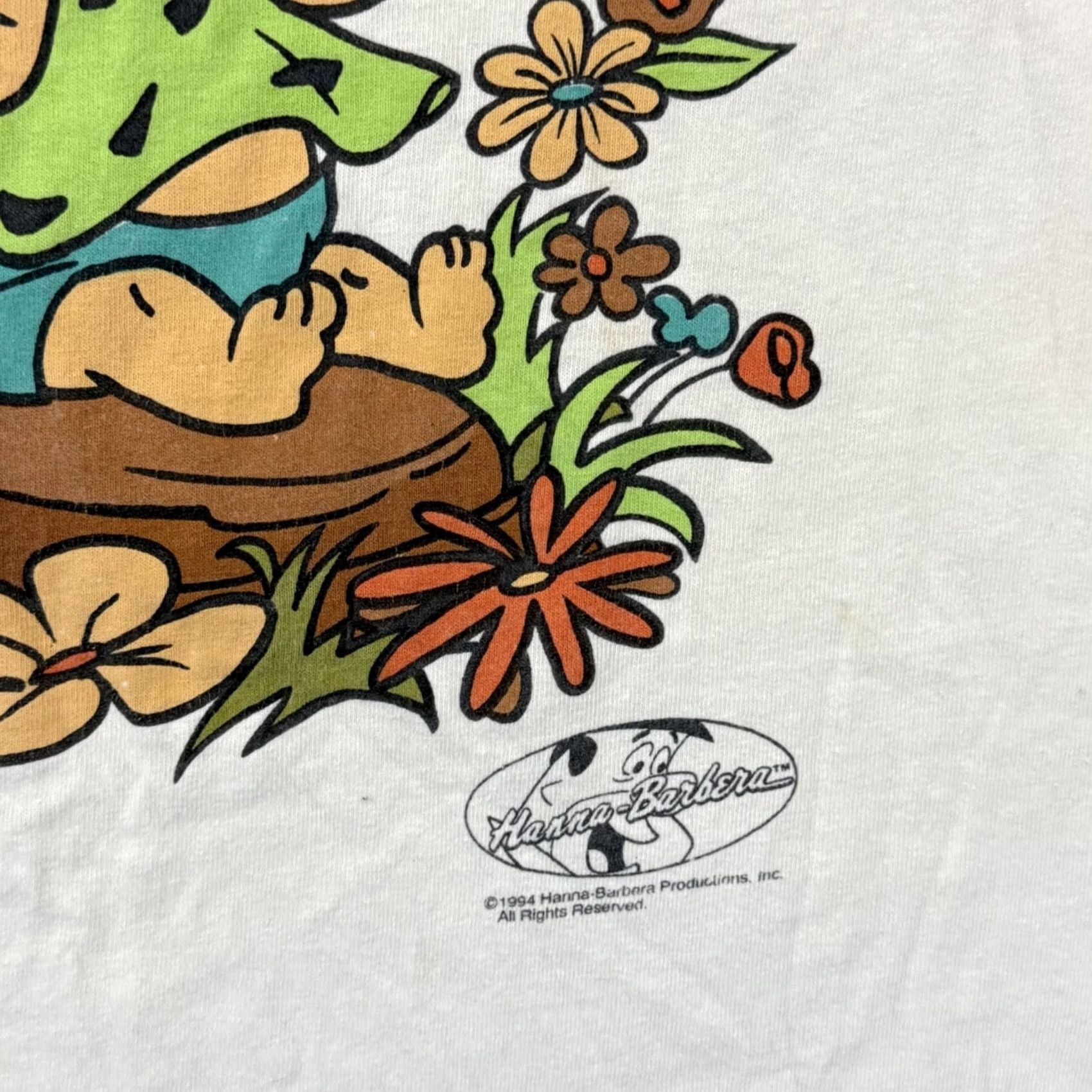Delta VINTAGE Delta Pro Weight Shirt Mens Large White Flintstones 90s Short Sleeve Graphic Print Pebbles Bam Bam Cartoon 90s Mens Size US L / EU 52-54 / 3 - 4 Thumbnail