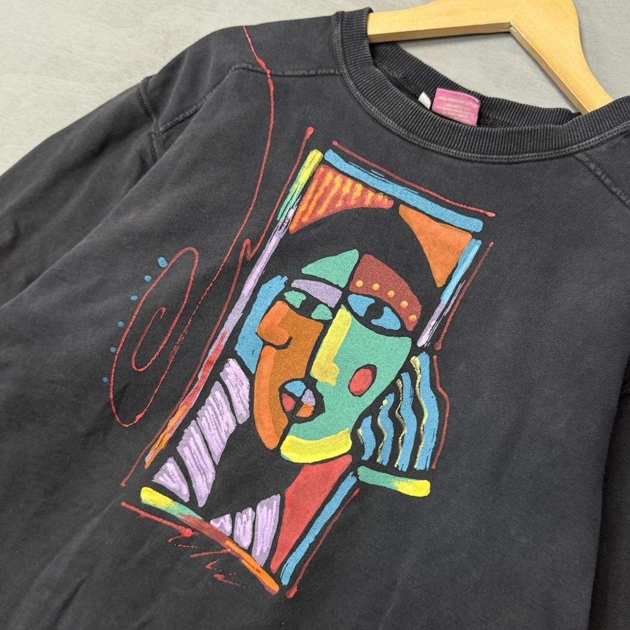 Vintage Picasso Abstract Crazy Faded Art Black Sweatshirt Large Size US L / EU 52-54 / 3 - 2 Thumbnail
