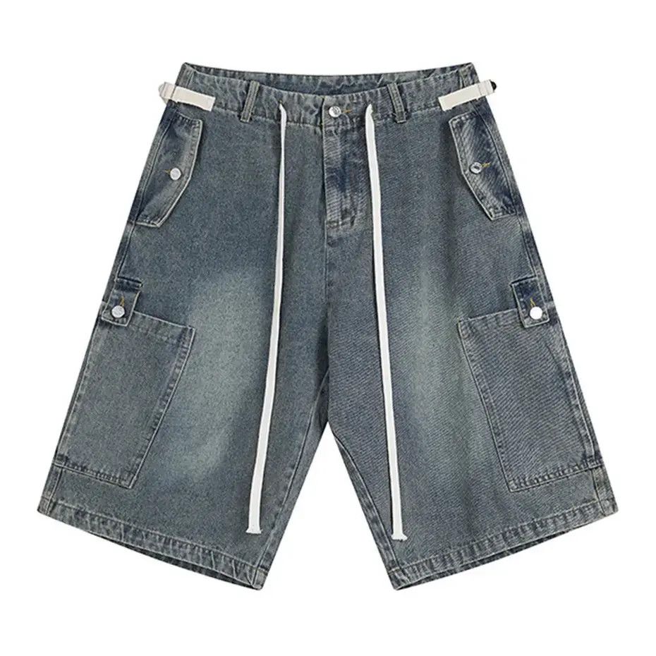 Japanese Brand × Vintage Wide Leg Baggy Y2K Drawstring Cargo Jorts Size US 30 / EU 46 - 2 Thumbnail