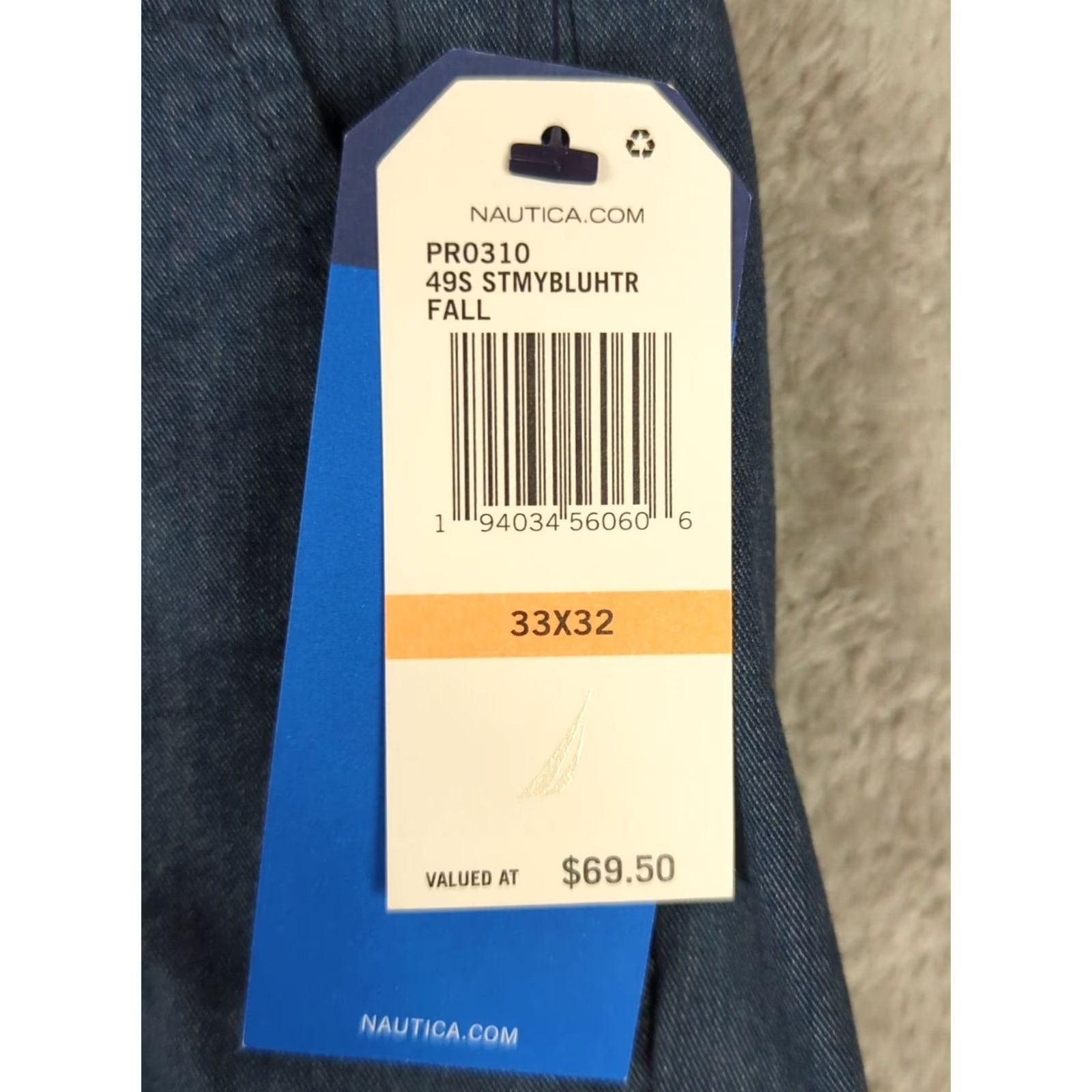 Nautica Nautica Men's Pants 33x32 Chino Classic Fit Blue NauticaFlex Logo Pockets Flat Front Straight Leg Regular Size 33 Inseam 32 Amazon/Shopper Friendly Size US 33 - 6 Thumbnail