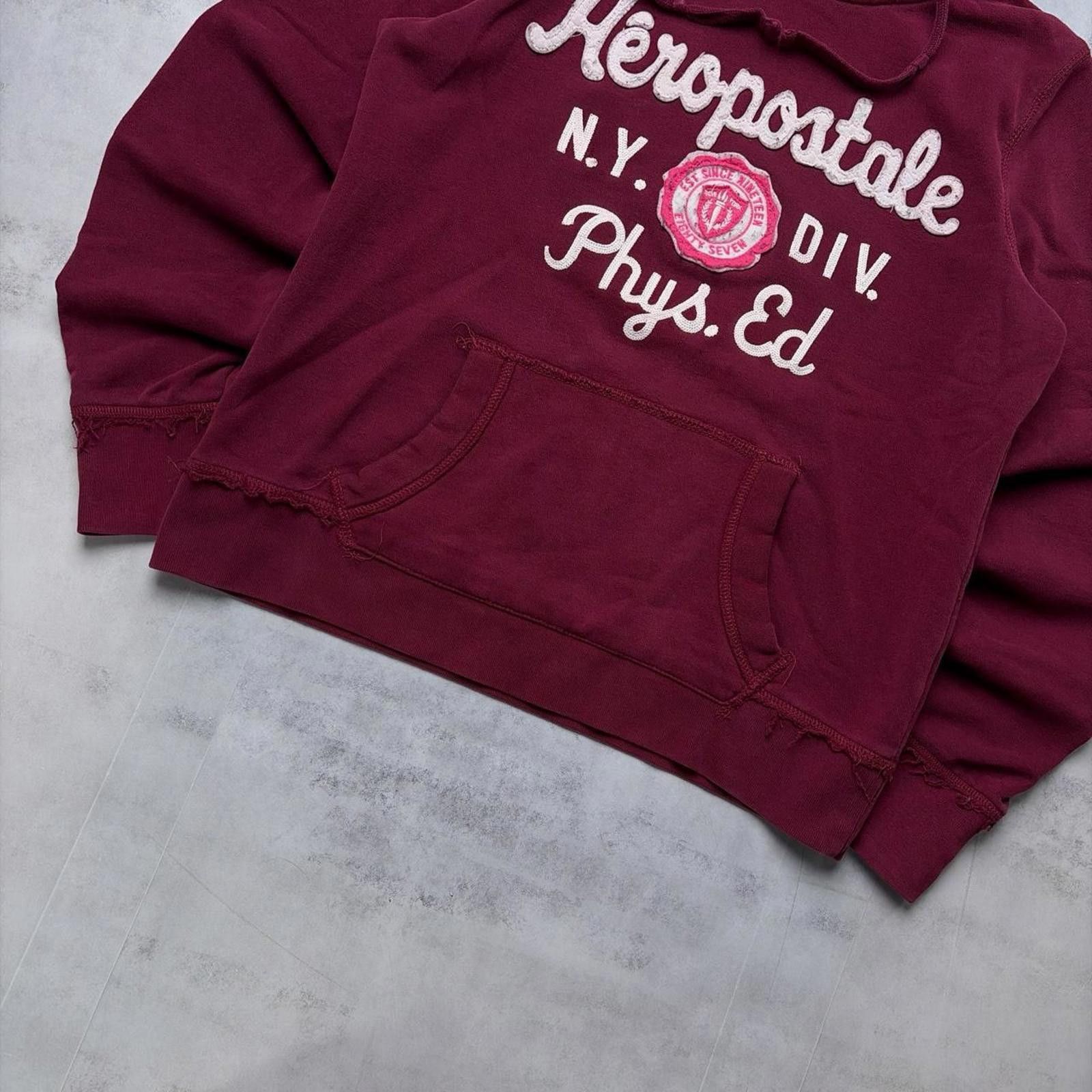 Aeropostale Y2K Burgundy Aeropostale Grunge Skater Hoodie Size M / US 6-8 / IT 42-44 - 4 Thumbnail