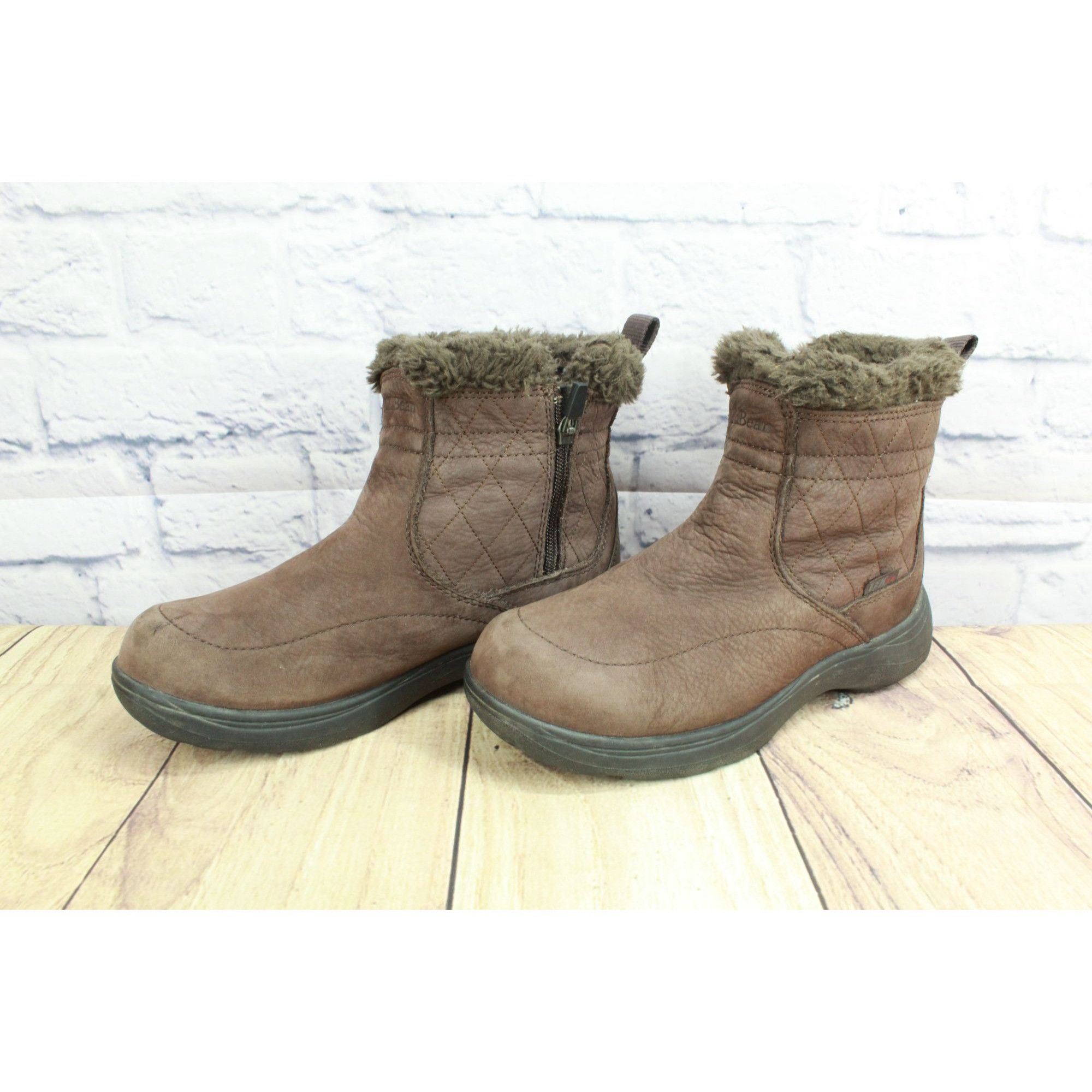 L.L. Bean LL Bean Suede Waterproof Quilted Insulated Winter Boots Size US 7 / IT 37 - 3 Thumbnail