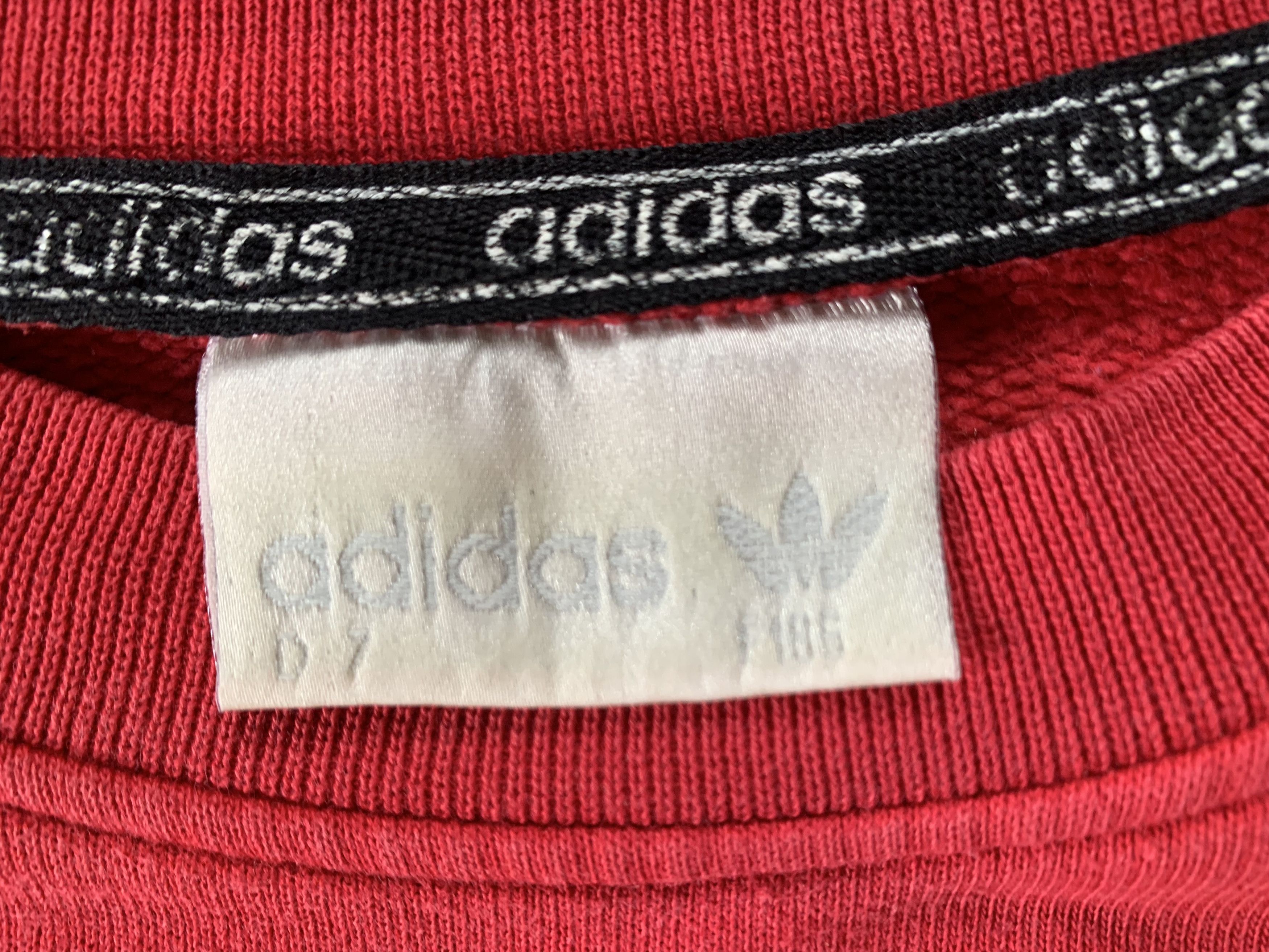 Adidas × Vintage Adidas Big Logo Red Cotton Vintage Sweatshirt Size US L / EU 52-54 / 3 - 5 Thumbnail