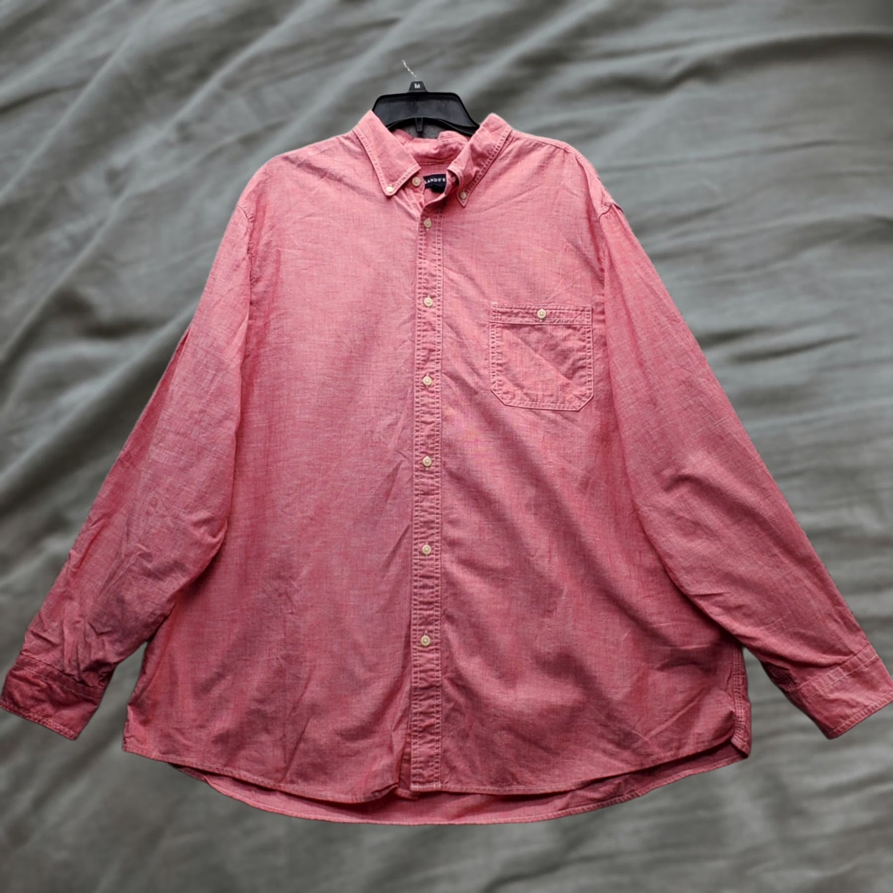 Lands' End Lands' End Mens XXL Dress Shirt Pink Regular Formal Oxford Collar Button Down Shirt Size 48R - 1 Thumbnail