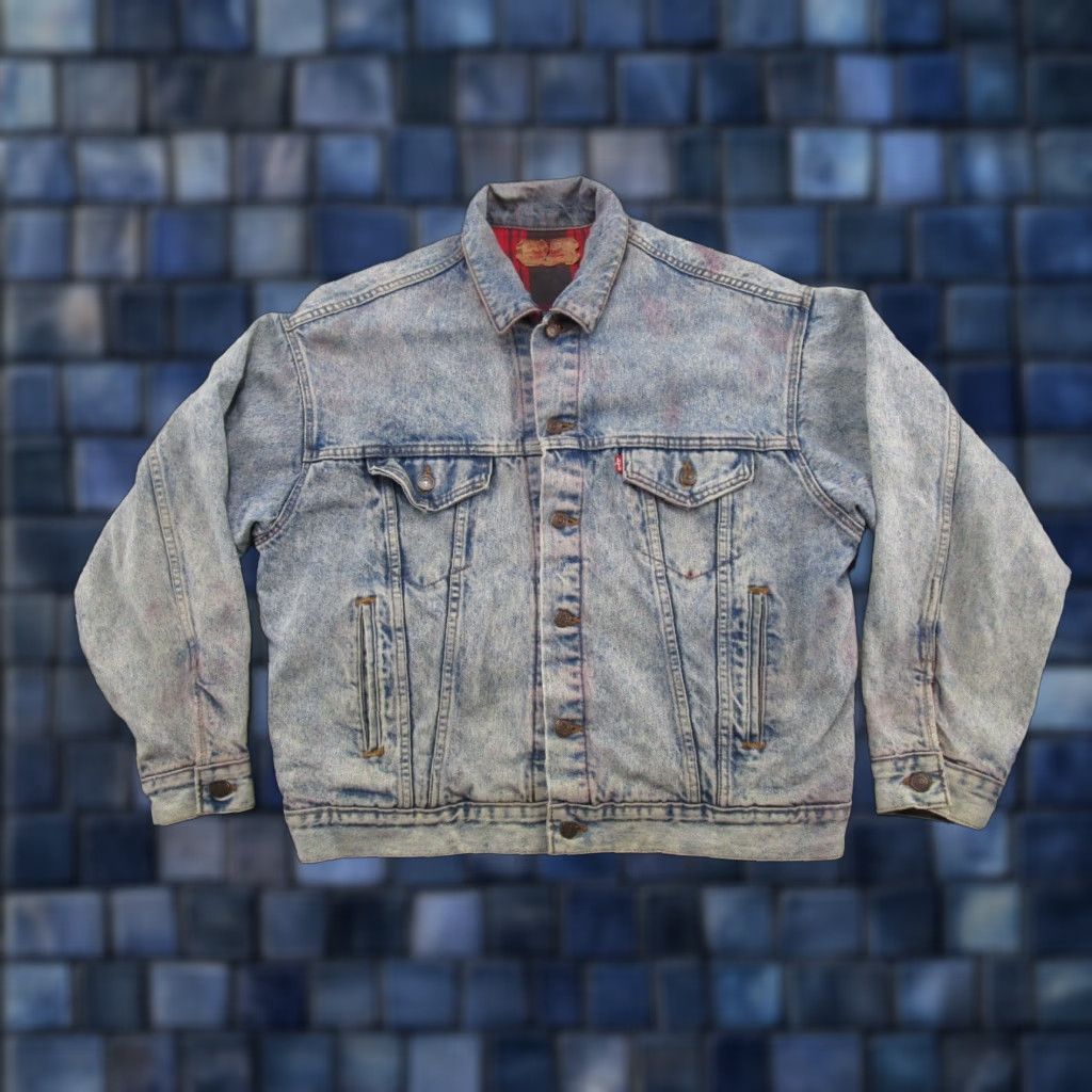 Levi's VINTAGE Levi's Trucker Jacket Men's Blue Buffalo Plaid Lined Denim USA 70417 Size US 33 - 1 Thumbnail