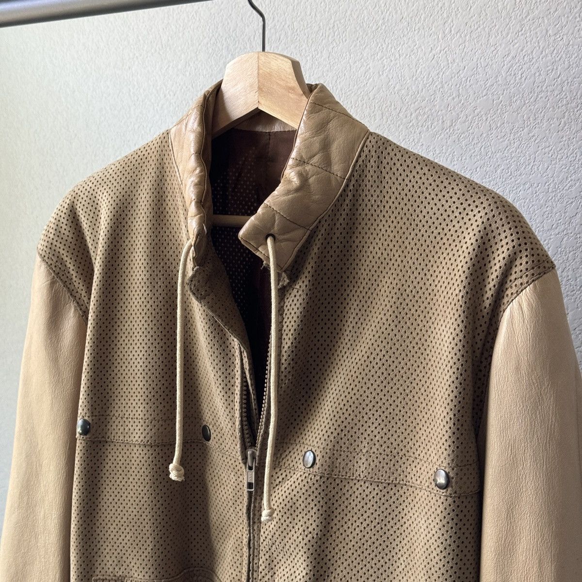 Loewe × Vintage Vintage Loewe Perforated Brown Leather Jacket Size US M / EU 48-50 / 2 - 2 Thumbnail