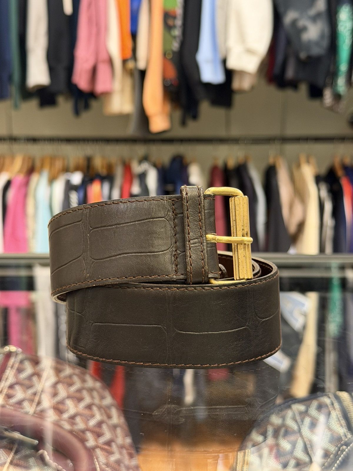 Versace Gianni Versace Brown Belt w/ Gold Buckle Size ONE SIZE - 1 Thumbnail