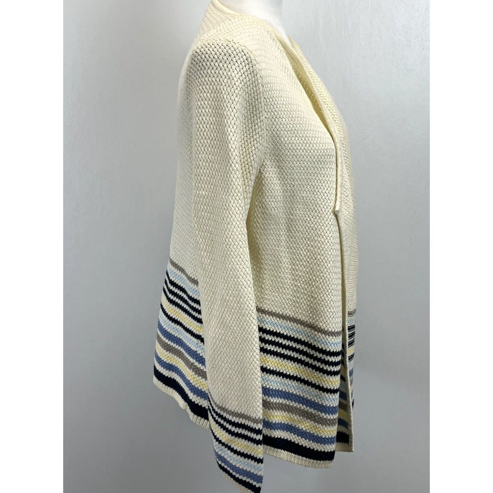 J. Jill VINTAGE J. Jill Womens Knit Cardigan Sweater Sz Medium Ivory Open Front Casual Fall Size M / US 6-8 / IT 42-44 - 4 Thumbnail