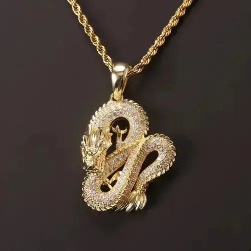 Jewelry Dragon Pendant Necklace in Gold, Men's