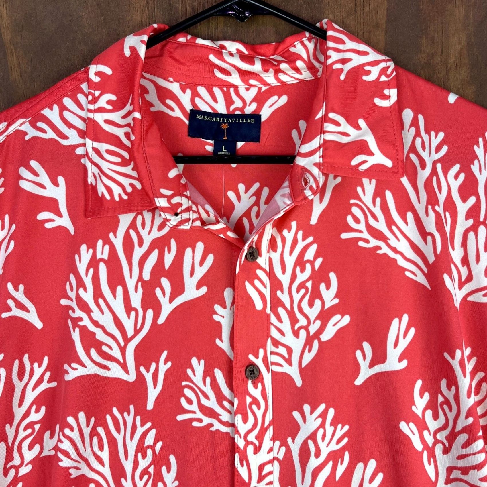 Vintage Margaritaville Mens Shirt Button-Down Short Sleeve Deep Sea Coral Reef Pattern UPF +50 Large Size US L / EU 52-54 / 3 - 2 Thumbnail