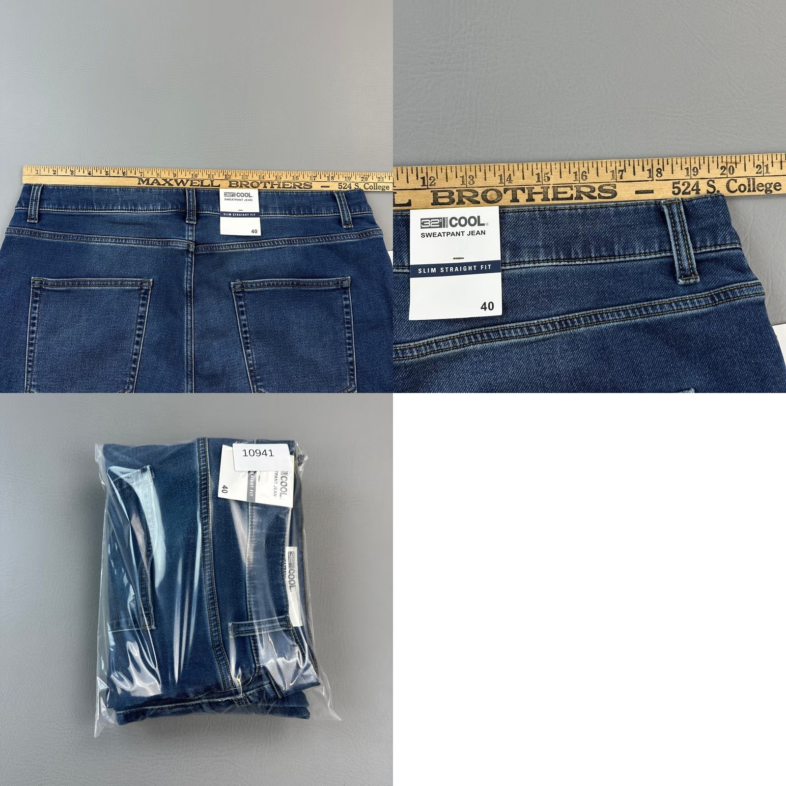 Vintage 32 Degrees Jeans Mens 40x32 Dark Wash Denim Straight Stretch NWT Velcro? Size US 40 / EU 56 - 9 Thumbnail