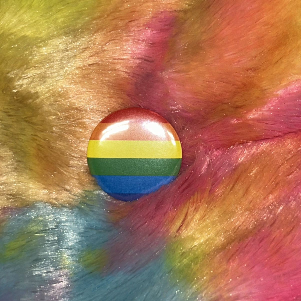 Handmade Rainbow gay flag pride button pin Size ONE SIZE - 1 Thumbnail