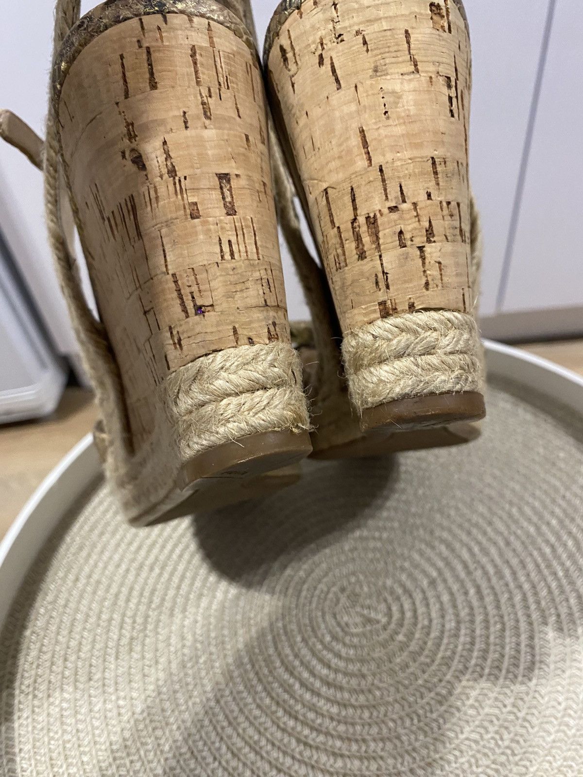 Prada Prada Bow Sandals with Ankle Strap Gold Snakeskin Leather Size US 11 / IT 41 - 13 Thumbnail