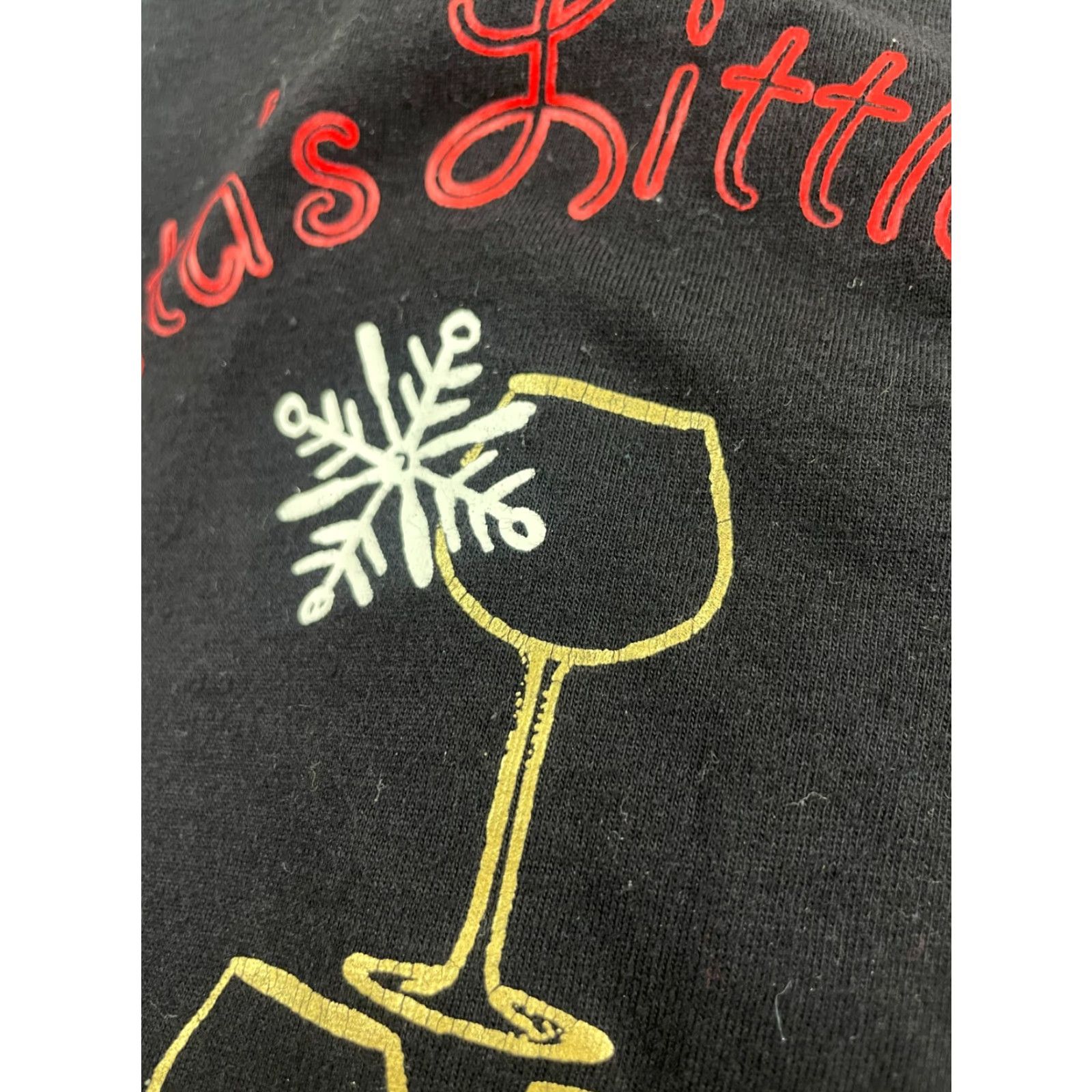 Vintage SLEEP CHIC PJ Shirt Women Large Black Santa Little Helper Wine Glass Nightwear Christmas Costume Gift Size L / US 10 / IT 46 - 4 Thumbnail