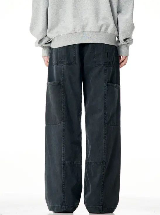 Japanese Brand Rie American washed retro loose distressed straight trousers Size US 32 / EU 48 - 8 Thumbnail