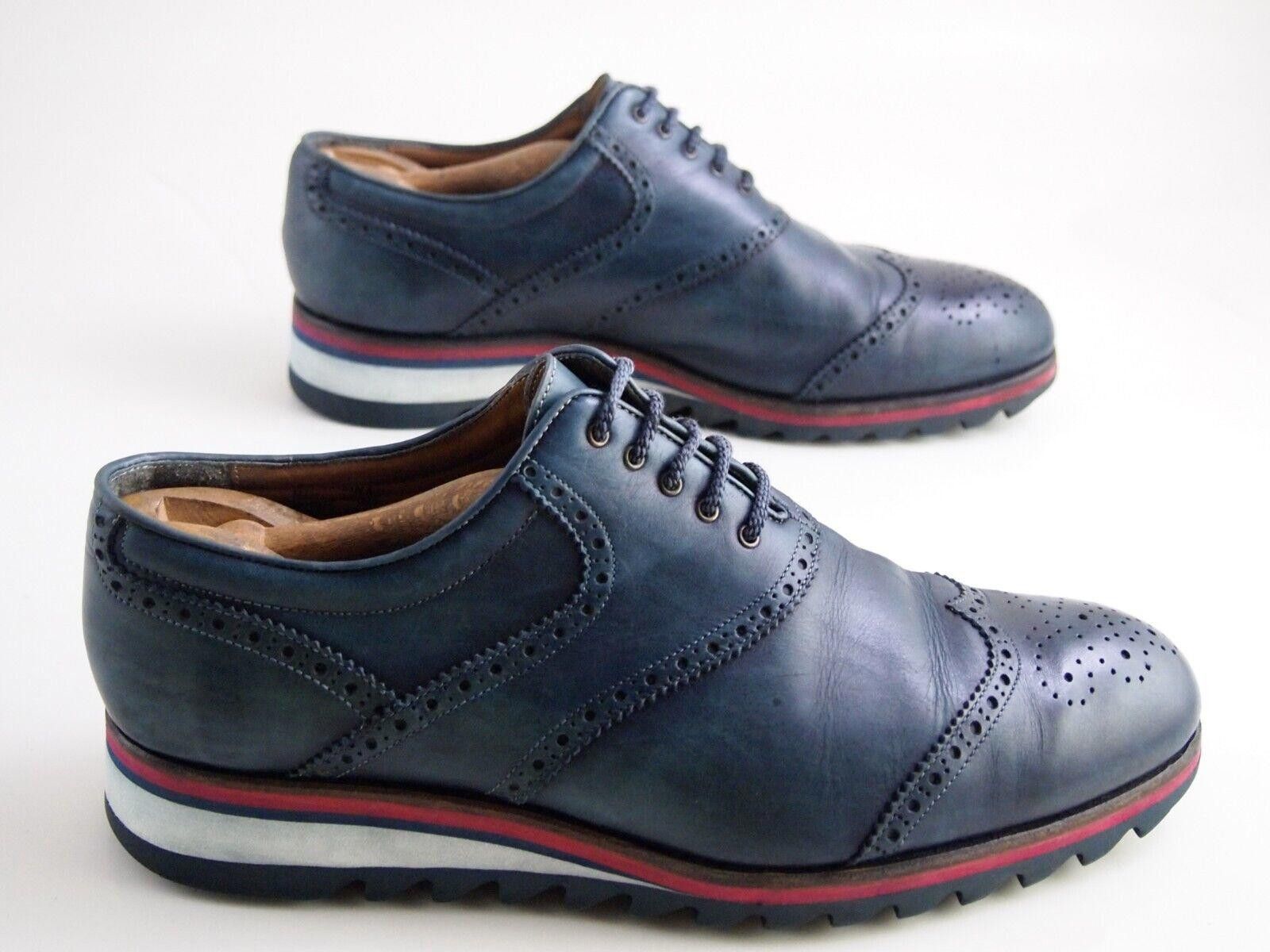 Designer Harris Firenze Lug Sole Brogues Blue Leather Mens EU 41 US 8 Size US 8 / EU 41 - 4 Thumbnail