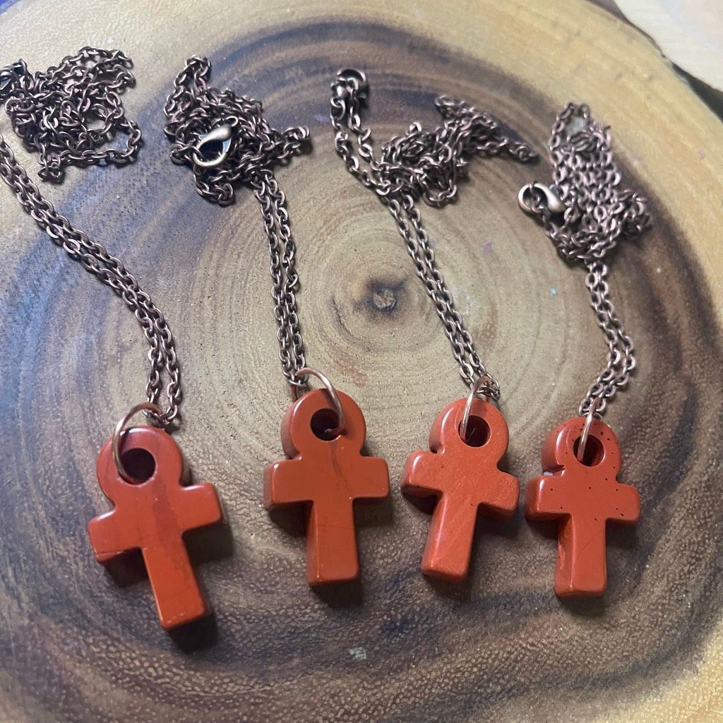 Other Red jasper ankh carving key of life necklace pendant eternal life Egyptian pink black Size ONE SIZE - 4 Thumbnail