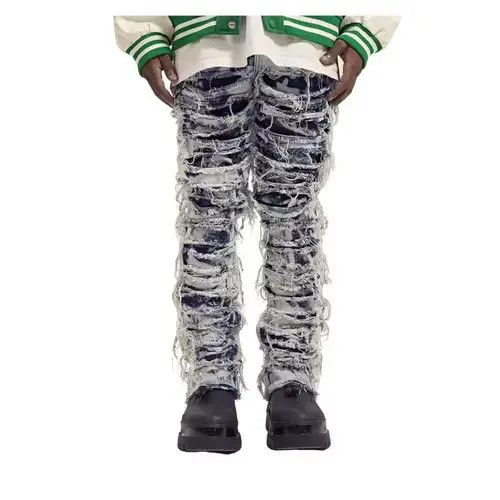 Jean Icy Stacked Distressed Denim Jeans Size US 32 / EU 48 - 3 Thumbnail