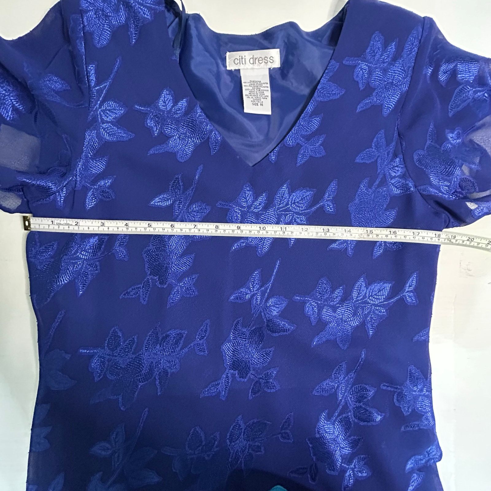 Other Citi Blue Floral Maxi Dress Size 14 Vintage 90s Chiffon Size XL / US 12-14 / IT 48-50 - 5 Thumbnail
