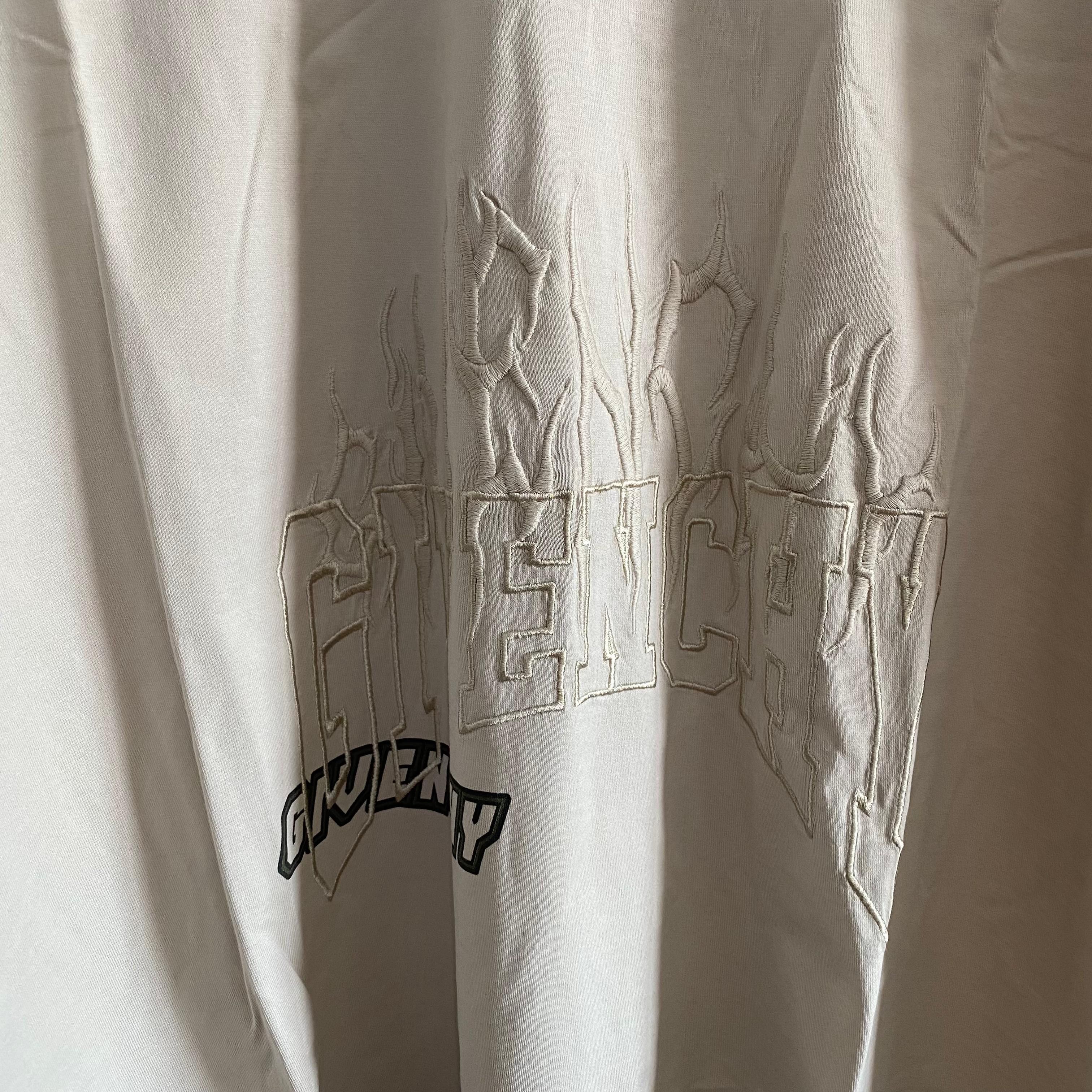 Givenchy 1 of 1 Beige Embroidered Multi Logo Oversized Hooded T-Shirt Size US M / EU 48-50 / 2 - 3 Thumbnail