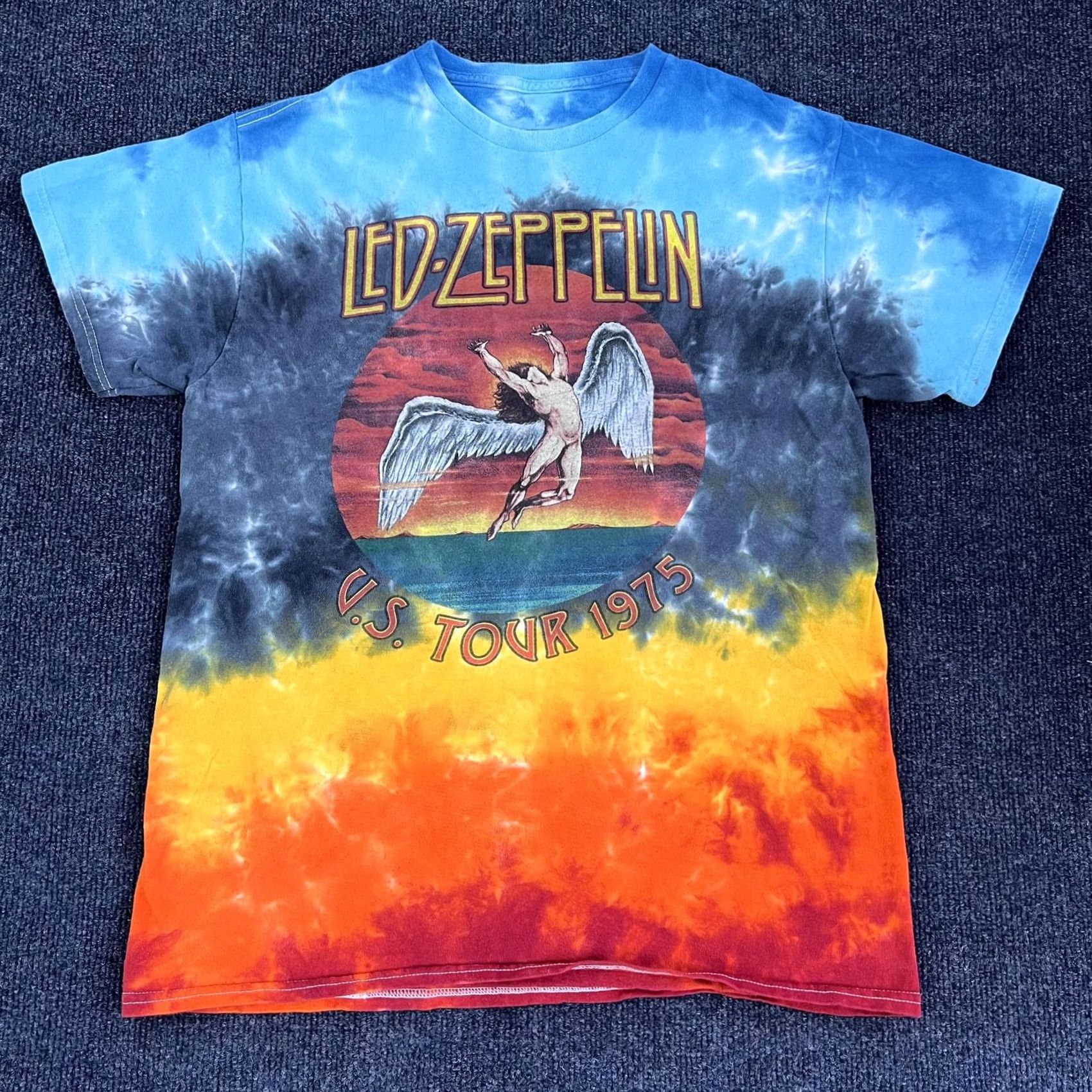 Vintage Led Zeppelin Shirt Mens M Tie Dye U.S. Tour 1975 Icarus Graphic Tee T-Shirt Size US M / EU 48-50 / 2 - 2 Thumbnail