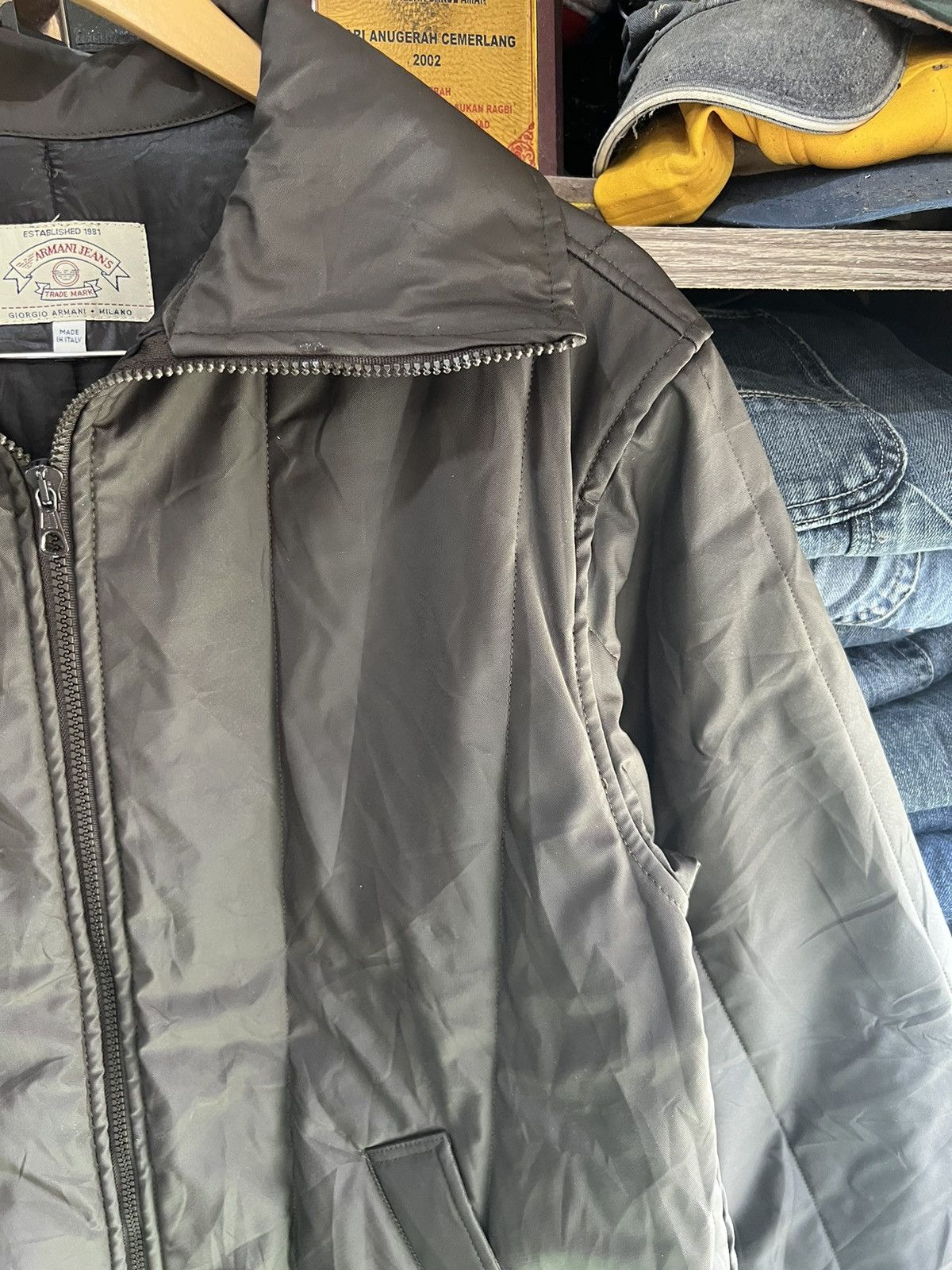 Armani 🔥Vintage Armani Jeans Made in Italy Wax Jacket Size US M / EU 48-50 / 2 - 6 Thumbnail