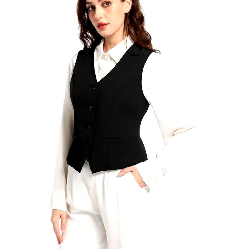 Other Women's Cropped V-Neck Button Front Sleeveless Jacket Vest Size S / US 4 / IT 40 - 1 Thumbnail