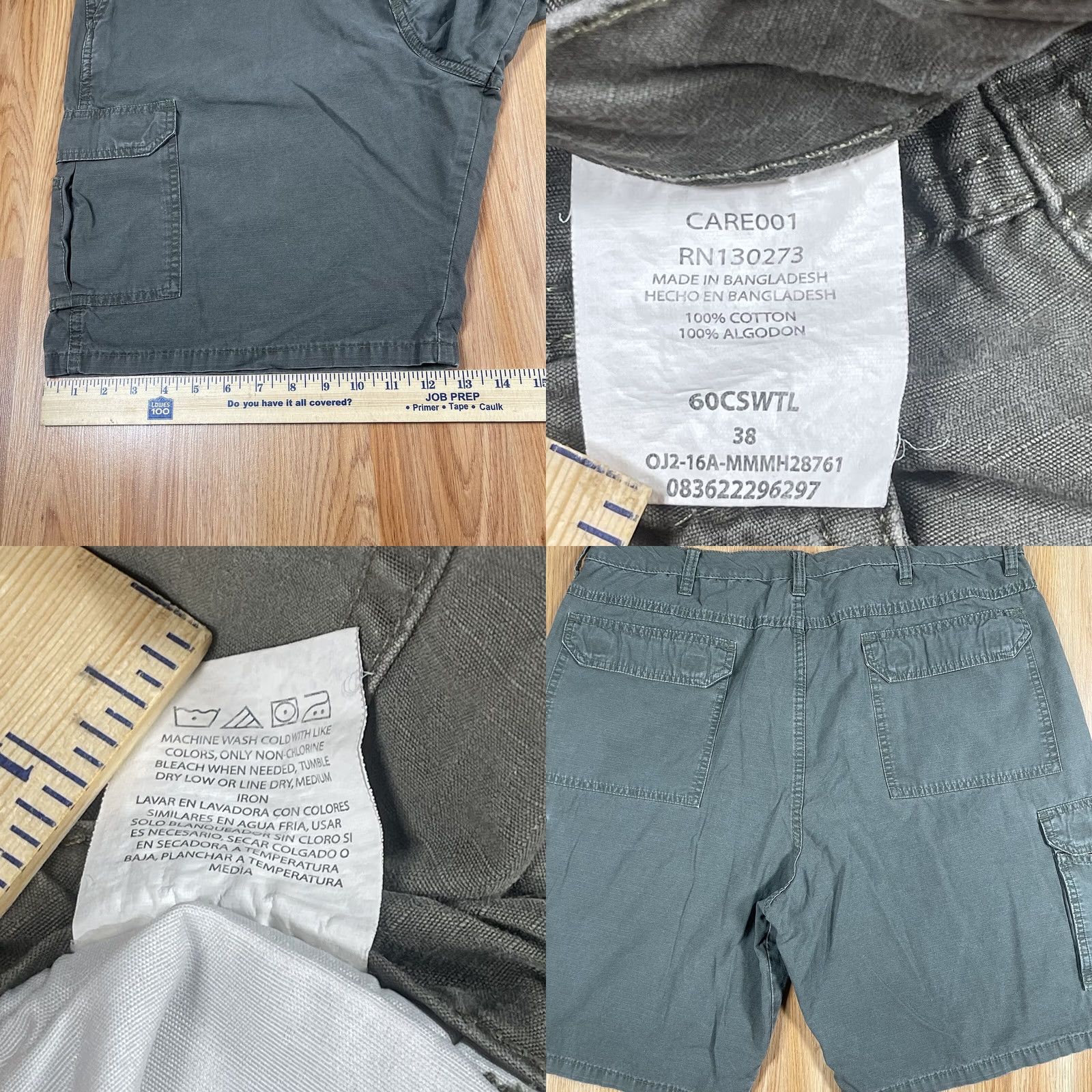 Wrangler VINTAGE Wrangler Cargo Shorts Mens 38 Khaki Olive Green FlatFront Pockets Cargo Short Size US 38 / EU 54 - 8 Thumbnail
