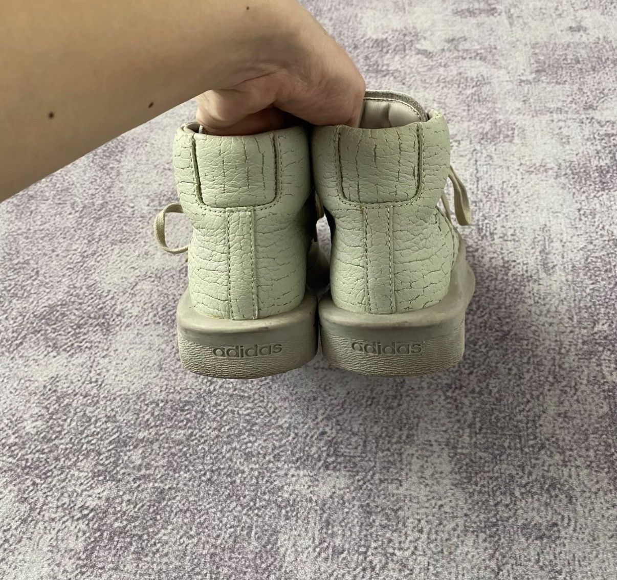 Rick Owens Rick Owens x Adidas Cracked Leather High-Top Superstar Size US 6.5 / IT 36.5 - 5 Thumbnail