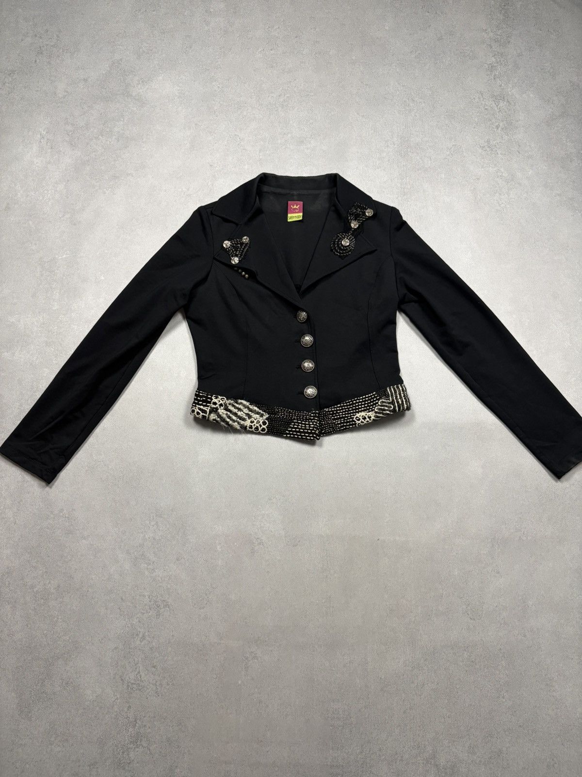 Other Save The Queen Italy Embellished Cropped Blazer Avant Garde Size M / US 6-8 / IT 42-44 - 4 Thumbnail