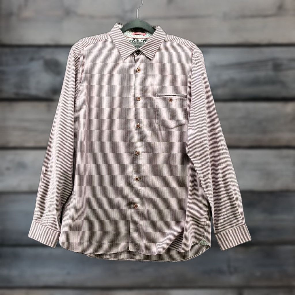Ted Baker VINTAGE Ted Baker Long Sleeve Shirt Mens XL Cotton Purple White Striped Business Casual Formal Workwear Size US XL / EU 56 / 4 - 1 Thumbnail