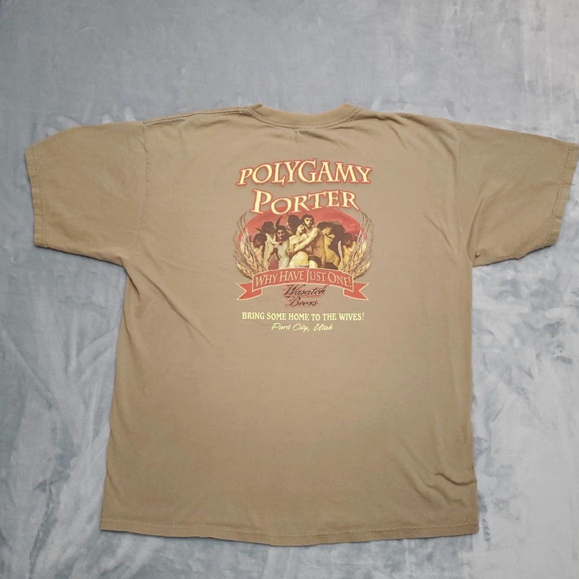 Gildan Wasatch Beer Shirt Mens Extra Large Beige Crewneck Tee Size US XL / EU 56 / 4 - 6 Thumbnail